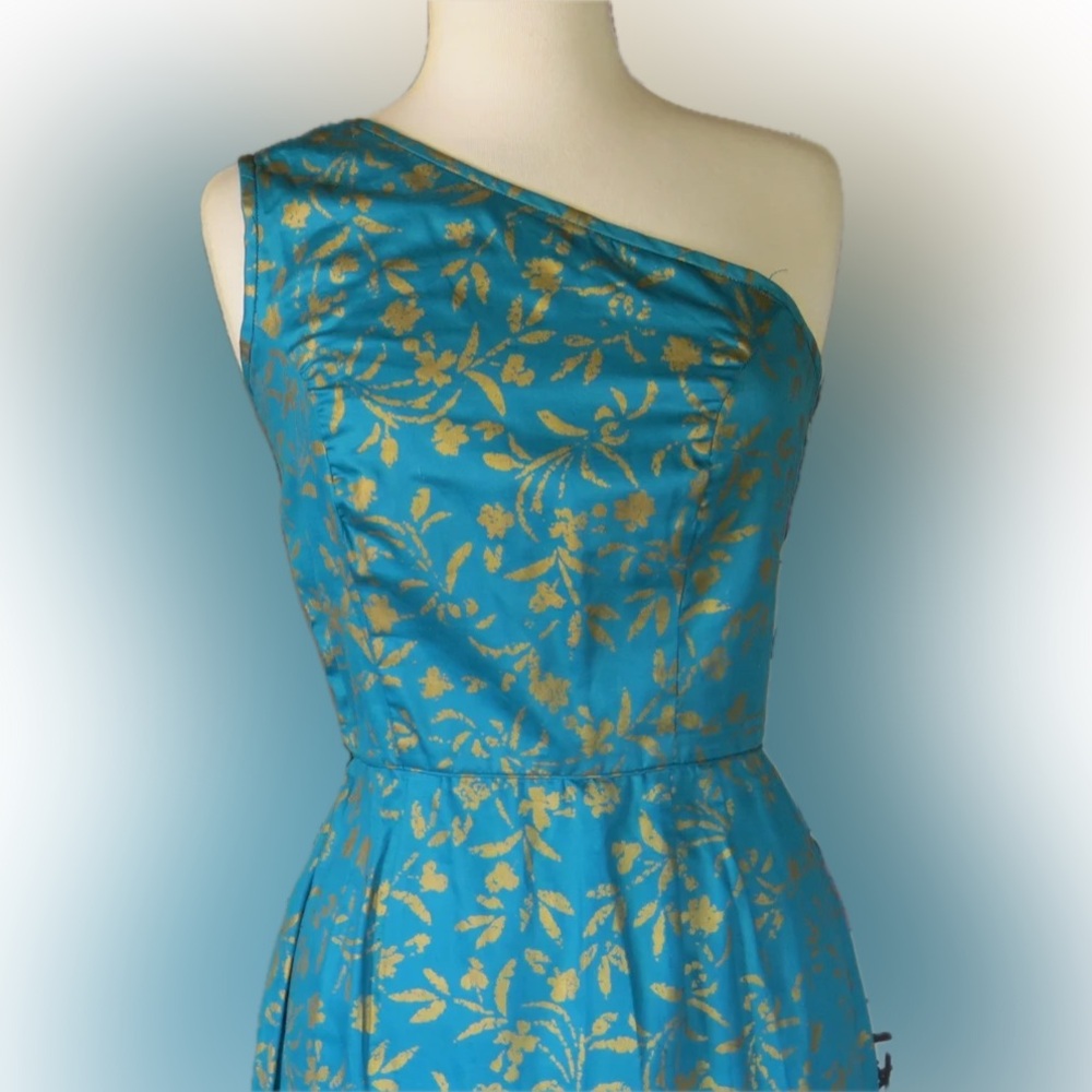 Vintage 1950’s Alfred Shaheen One Shoulder Maxi Dress